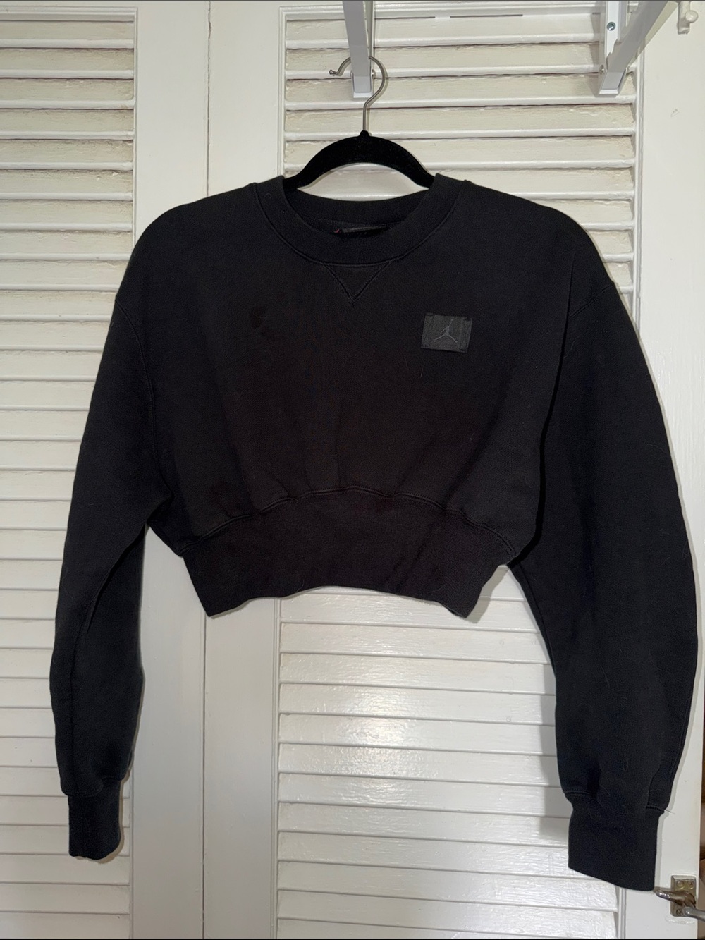 Jordan Black Cropped Crewneck Sweatshirt - Women Tops